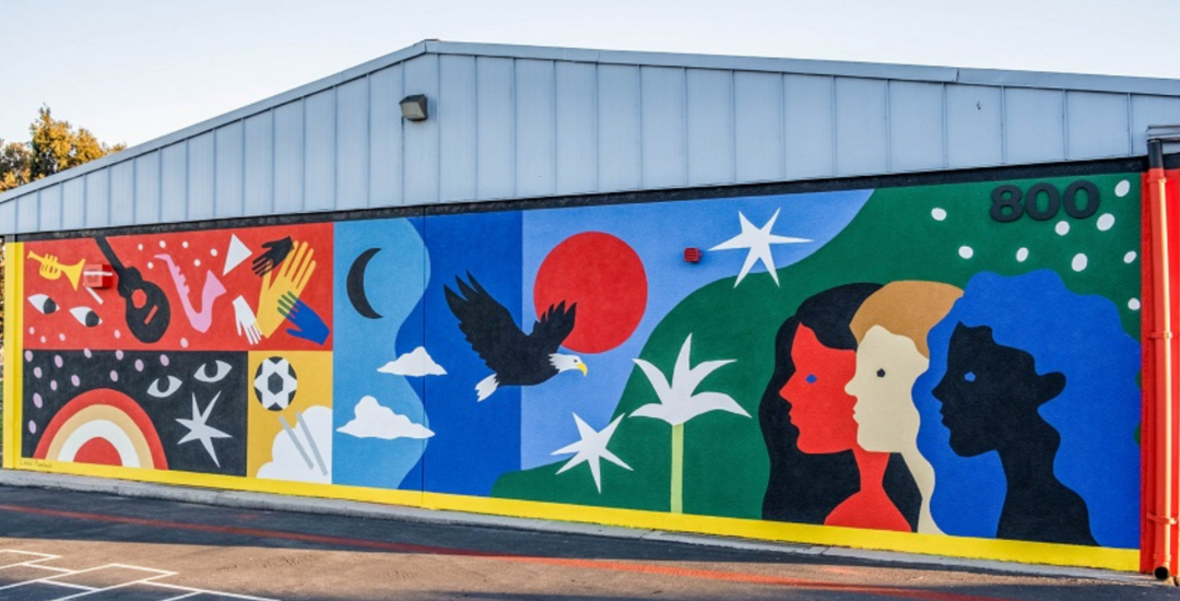 Colorful Welcome Mural for John J. Montgomery Elementary